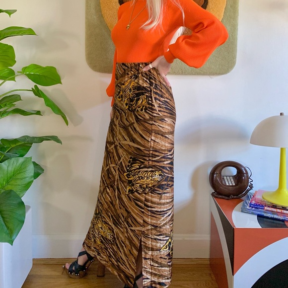 Vintage 60s quilted zebra print maxi skirt XS/S - Picture 2 of 5